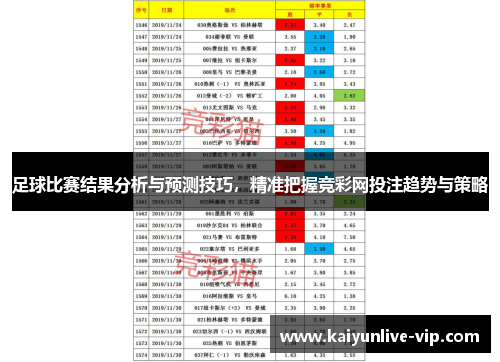 足球比赛结果分析与预测技巧，精准把握竞彩网投注趋势与策略